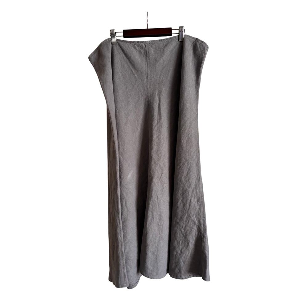 Eileen Fisher Women’s 100% Linen Midi Skirt Pull On Gray A Line Size XL